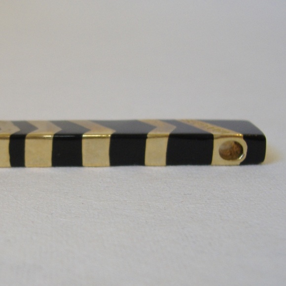 Black Resin Gold Pendant Slide Contemporary Handcrafted Necklace Artist Signed - Picture 6 of 7